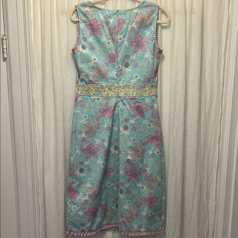 Hanna Andersson Dress Women’s 8 Blue/Pink Floral Midi Cottagecore Paisley - Picture 7 of 16
